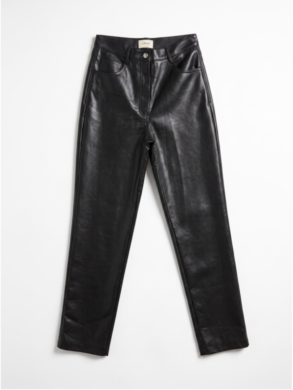 WILFRED Aritzia The Melina Super High-rise Black Pants Vegan Leather, Sz 8